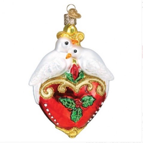 NEW - Old World Christmas Glass Ornament - Two Turtle Doves
